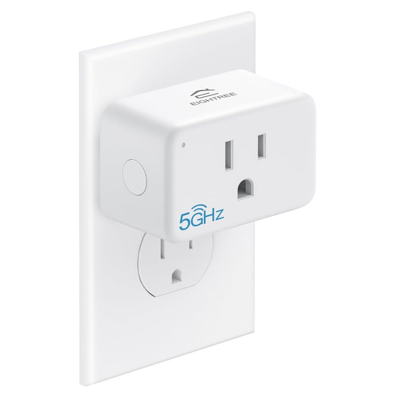 EIGHTREE Mini Smart Plug 𝟓𝐆𝐇𝐳 𝐖𝐢-𝐅𝐢 𝐂𝐨𝐦𝐩𝐚𝐭𝐢𝐛𝐥𝐞 𝟏𝟓𝐀, Smart Plugs That Work with Alexa & Google Home & SmartThings, Energy Monitor, Remote Control, Timer & Schedule, Wi-Fi Plugs - Image 1